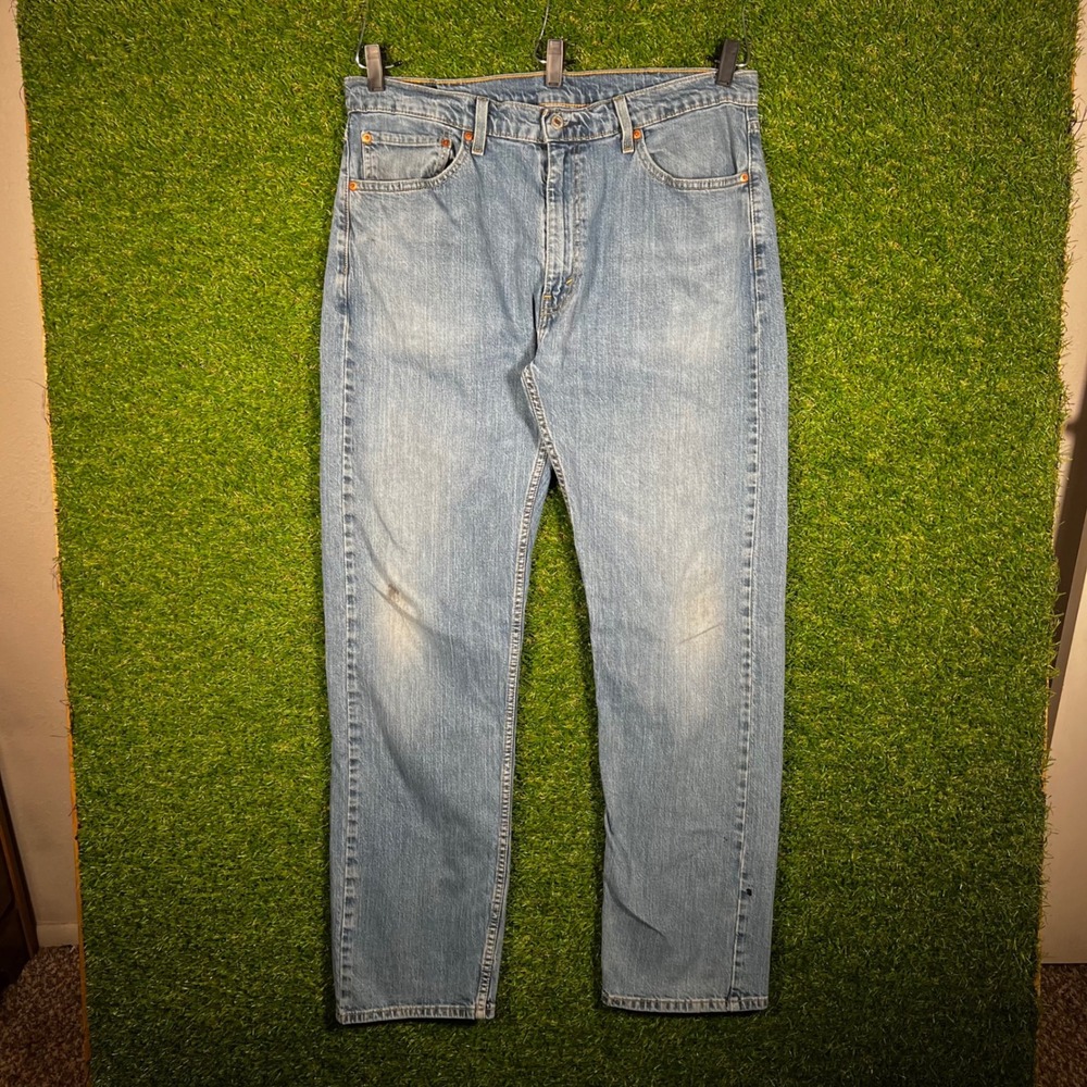 Levis 505 Regular Fit Light Wash Blue Denim Jeans Mens‎ 38x34